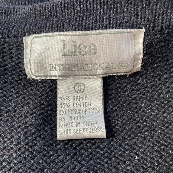 Lisa international Sweaters Vintage 98s Lisa Black Embroidered Cat